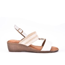 Large Size 38-43 - Wedge comfort sandal in faux leather for women