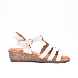 Large Size 38-43 - Wedge comfort sandal in faux leather for women