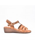 Large Size 38-43 - Wedge comfort sandal in faux leather for women