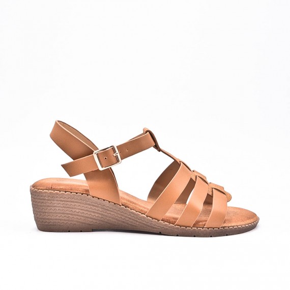 Large Size 38-43 - Wedge comfort sandal in faux leather for women