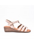 Large Size 38-43 - Wedge comfort sandal in faux leather for women