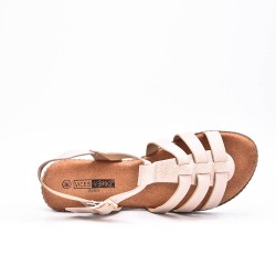 Large Size 38-43 - Wedge comfort sandal in faux leather for women