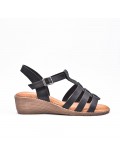 Large Size 38-43 - Wedge comfort sandal in faux leather for women