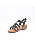 Large Size 38-43 - Wedge comfort sandal in faux leather for women