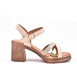 Large Size 38-43 - Heeled faux leather sandal