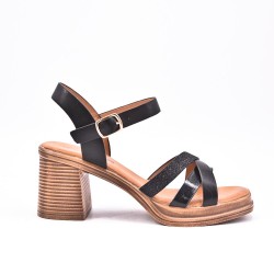 Large Size 38-43 - Heeled faux leather sandal