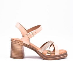 Large Size 38-43 - Heeled faux leather sandal