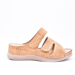 Large Size 38-43 - Wedge comfort sandal in faux leather for women