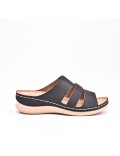 Large Size 38-43 - Wedge comfort sandal in faux leather for women