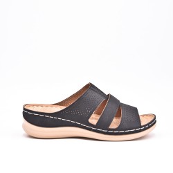 Grande Taille 38-43- Sandale comfort compensée en simili cuir pour femme