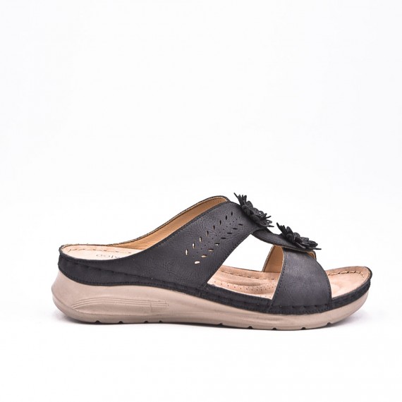 Large Size 38-43 - Wedge comfort sandal in faux leather for women