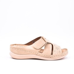 Grande Taille 38-43- Sandale comfort compensée en simili cuir pour femme