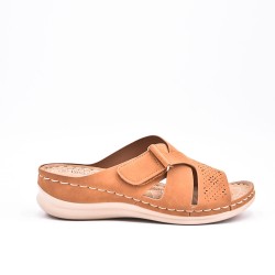 Grande Taille 38-43- Sandale comfort compensée en simili cuir pour femme