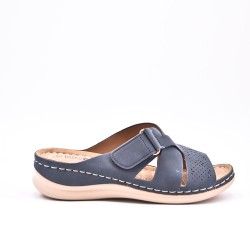 Grande Taille 38-43- Sandale comfort compensée en simili cuir pour femme