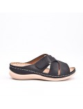 Large Size 38-43 - Wedge comfort sandal in faux leather for women