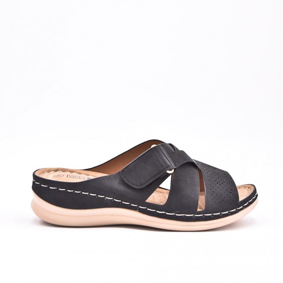 Large Size 38-43 - Wedge comfort sandal in faux leather for women