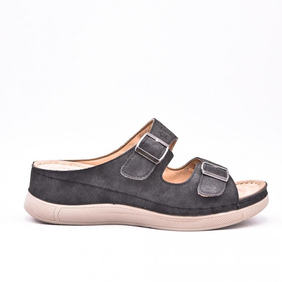 Large Size 38-43 - Wedge comfort sandal in faux leather for women