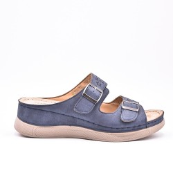 Grande Taille 38-43- Sandale comfort compensée en simili cuir pour femme