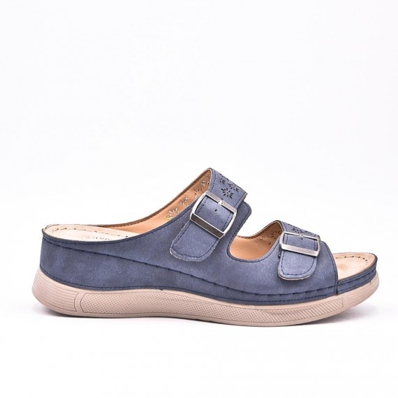 Large Size 38-43 - Wedge comfort sandal in faux leather for women