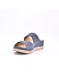 Large Size 38-43 - Wedge comfort sandal in faux leather for women