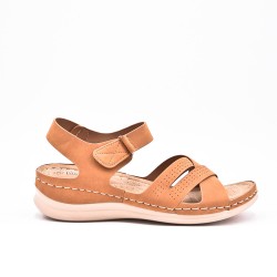 Grande Taille 38-43- Sandale comfort compensée en simili cuir pour femme