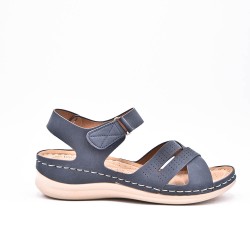 Grande Taille 38-43- Sandale comfort compensée en simili cuir pour femme