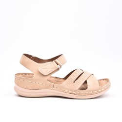 Large Size 38-43 - Wedge comfort sandal in faux leather for women