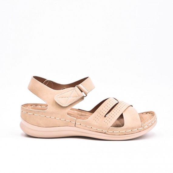 Large Size 38-43 - Wedge comfort sandal in faux leather for women