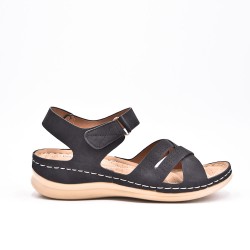 Grande Taille 38-43- Sandale comfort compensée en simili cuir pour femme