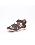 Large Size 38-43 - Wedge comfort sandal in faux leather for women