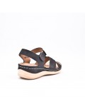 Large Size 38-43 - Wedge comfort sandal in faux leather for women