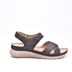 Grande Taille 38-43- Sandale comfort compensée en simili cuir pour femme