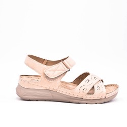 Large Size 38-43 - Wedge comfort sandal in faux leather for women