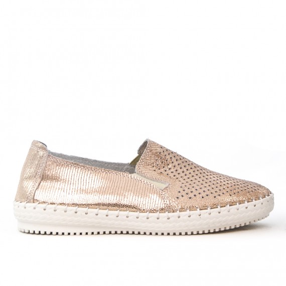 Tennis champagne en cuir brillant