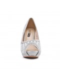 Silver shoe with rhinestones and heel