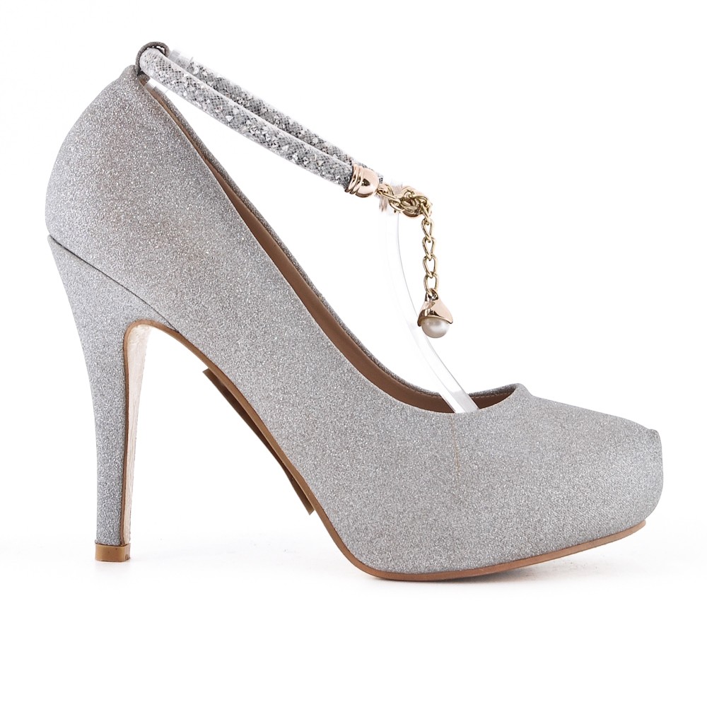 silver platform pumps